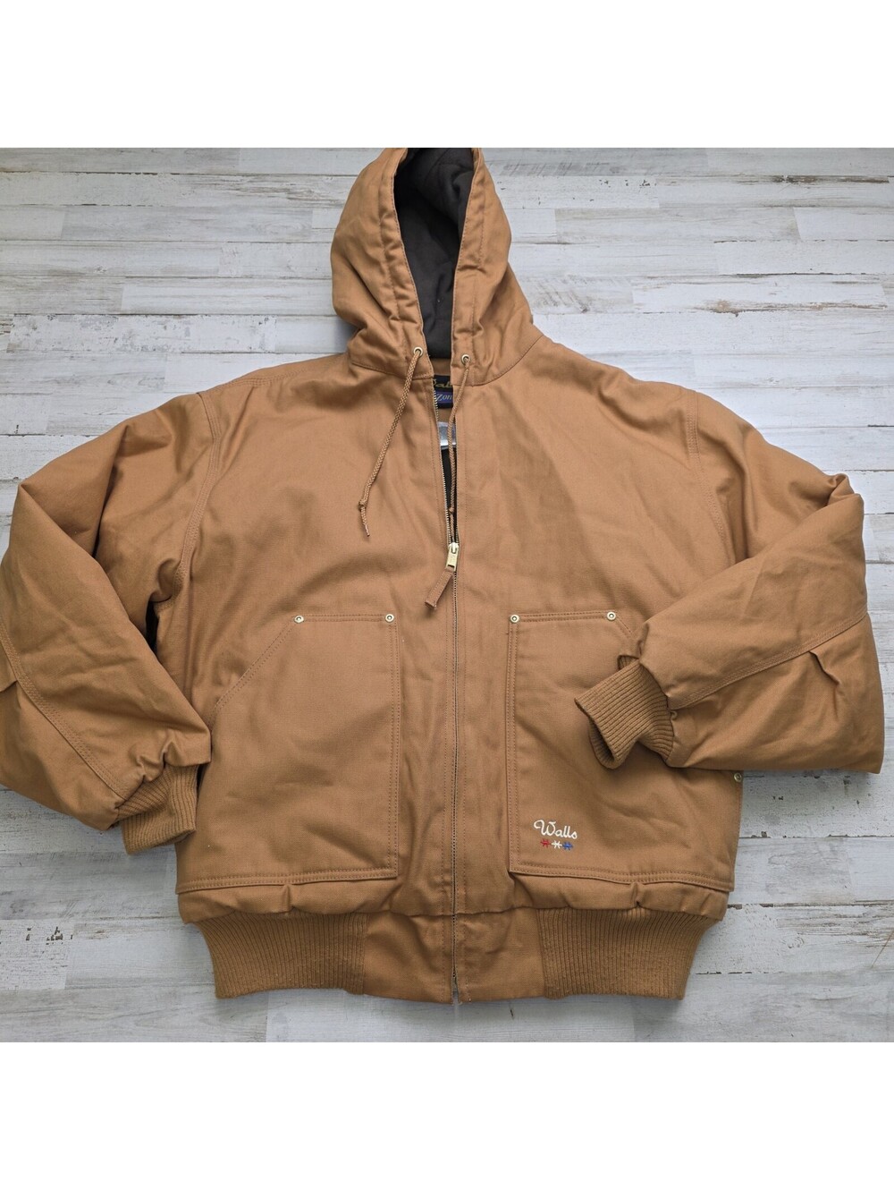 VTG Walls Zero-Zone Hooded Work Jacket Mens LARGE Tan Duck Canvas